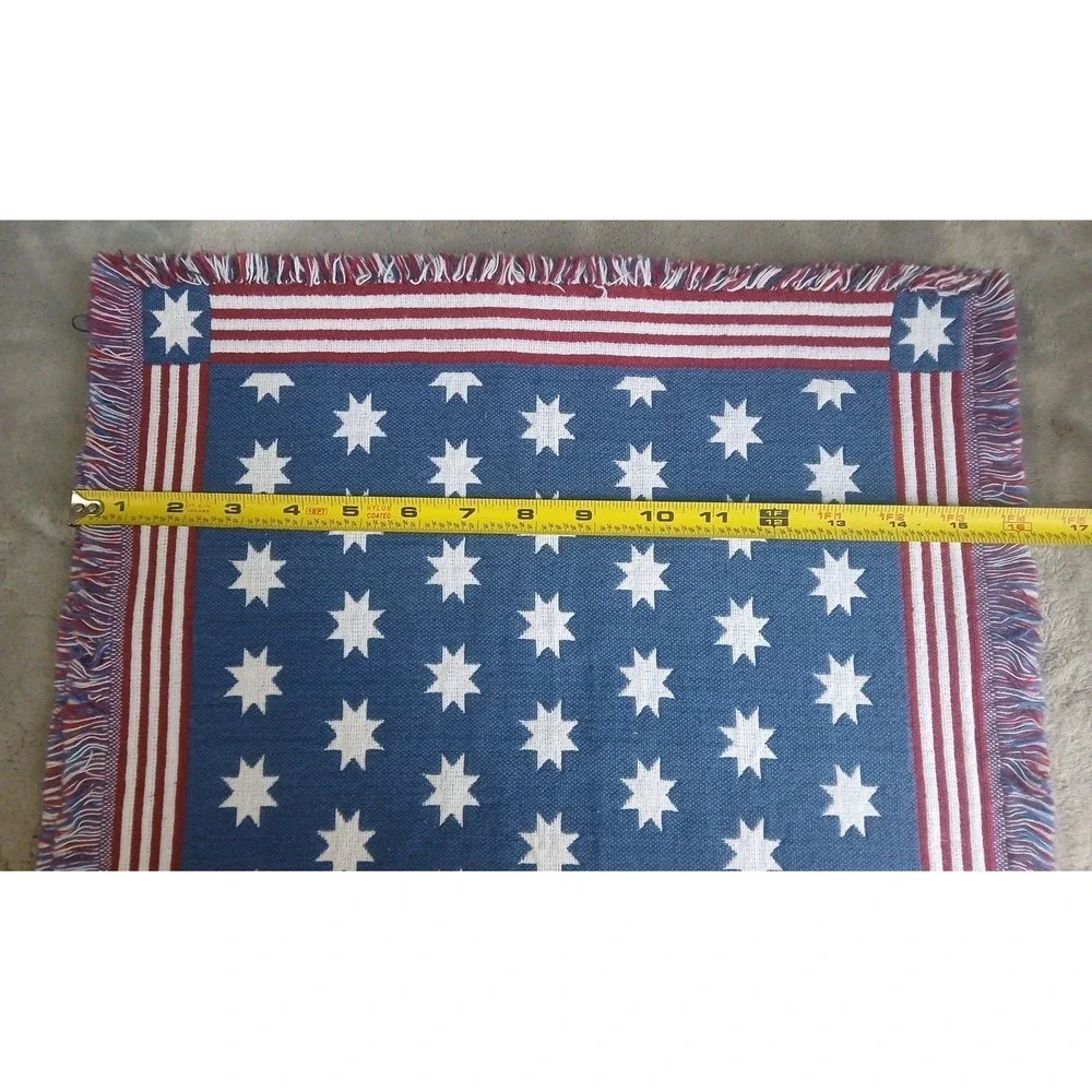 Set of 4 Patriotic Tapestry Placemats Stars Stripes Flag 4th of July Cotton READ